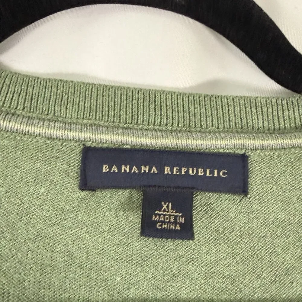 Banana Republic Silk Cashmere Blend Sweater Men's XL Green Hatch Lightweight